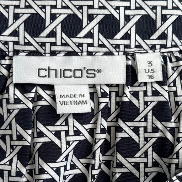 Chico's Poplin Basket Weave Maxi Dress Navy Blue/White Size 3 (US 16) Casual - Picture 9 of 15